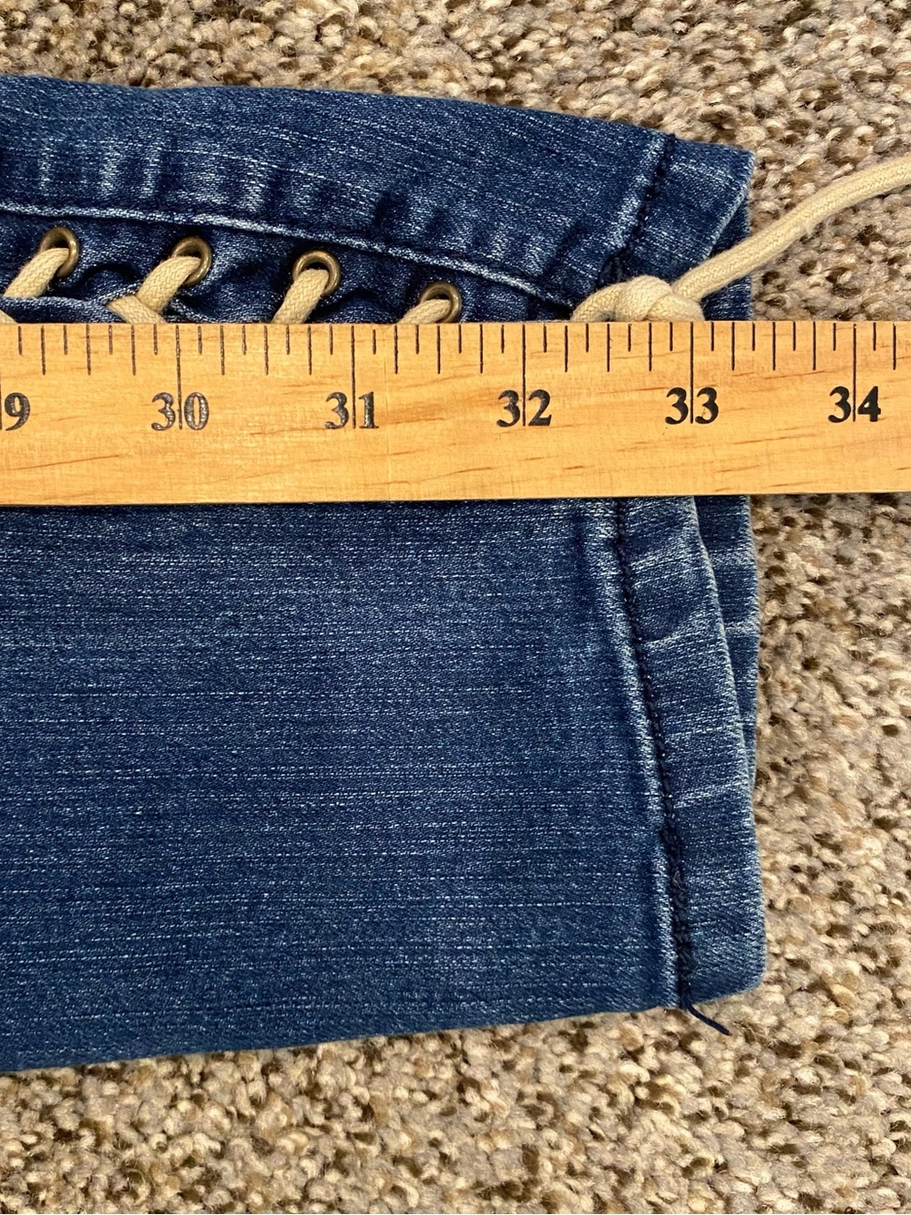 Cache Dark Blue Denim Jeans with Lace-Up Corset Leg Details, Size 8 30" Waist - Picture 8 of 8